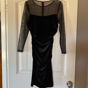 Calvin Klein black velvet and mesh dress sz 6